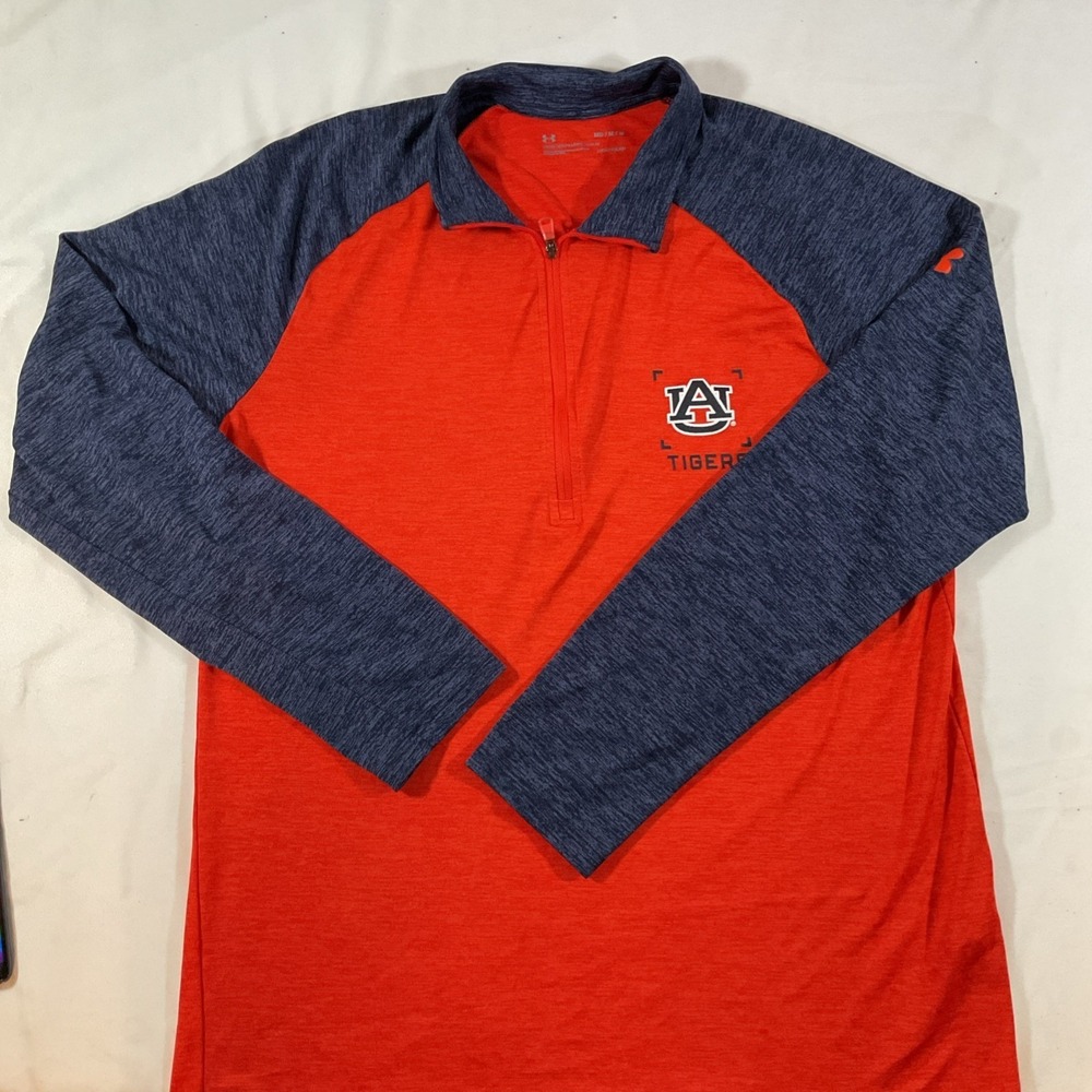 Auburn University Lot Of 2. Shirts Quarter Zip Orange Pullover & T-shirt J32